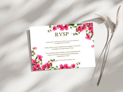 Wedding Invitation Set, RSVP, Wedding Invitation, Details, Editable, Template, WI255