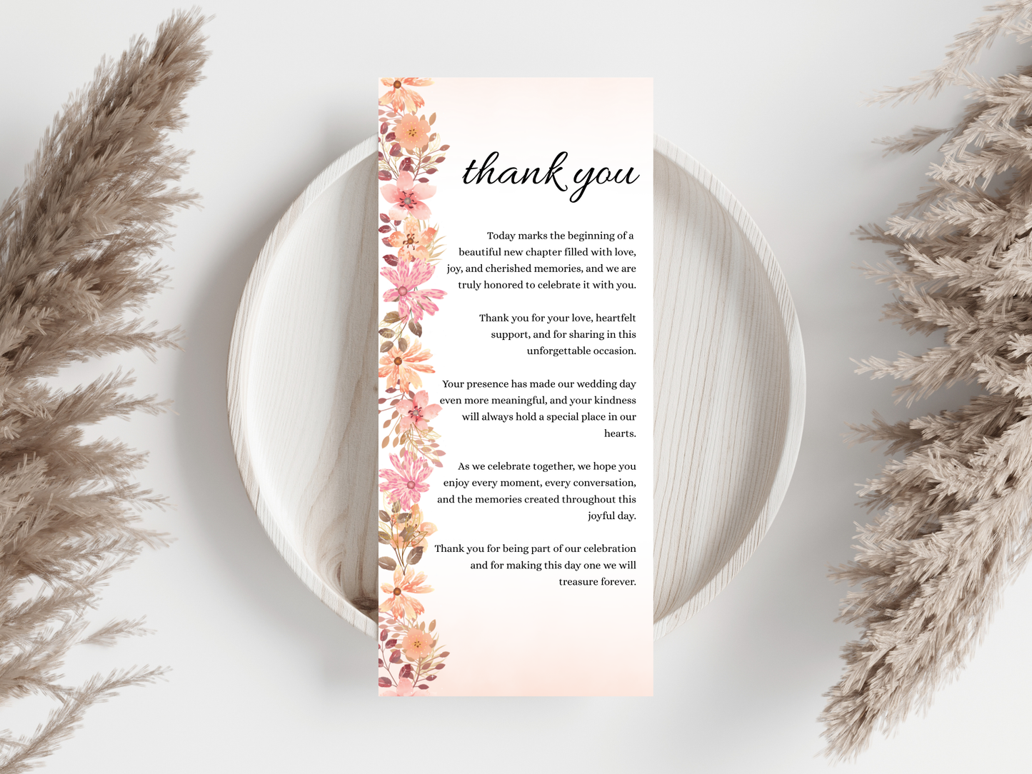 Boho Wedding Menu, Table, Thank you, Editable Cards MTC418