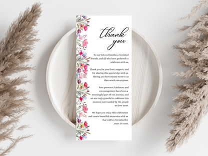 Wedding Thank you Card, Menu Card, Table Card. WI376