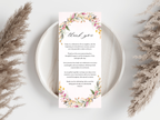 Floral Wedding Menu Card, Table, Thank you, Editable Canva Template, Instant Download MTC404