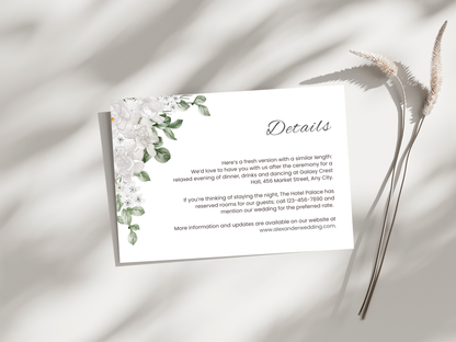 Wedding Invitation Bundle, RSVP, Thank You Card, Table Card, Menu Card, Reception Card, Details Card. WI244
