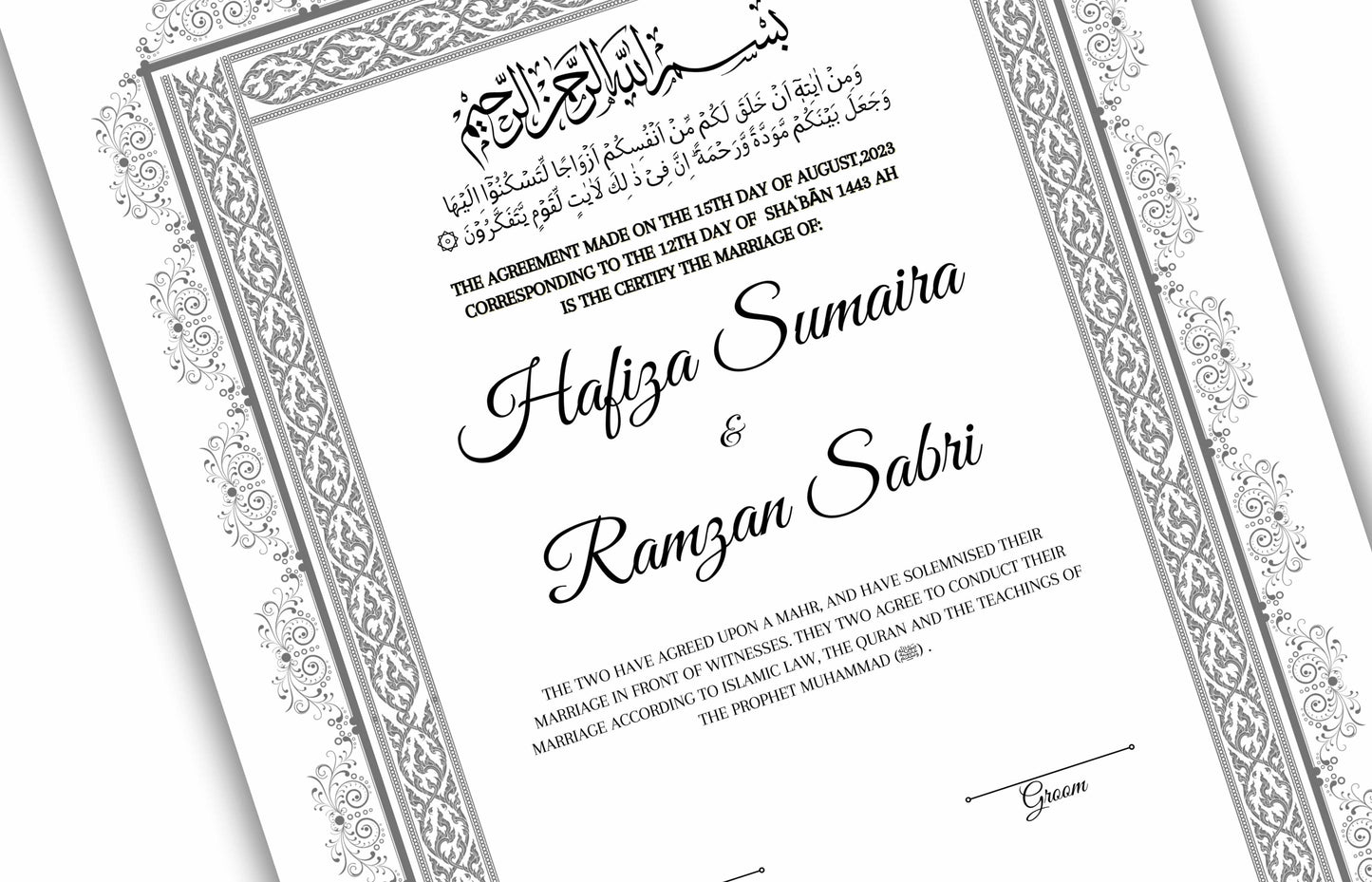 Nikkah Certificate, Nikkah Islamic Marriage Certificate, Printable, Nikkah Contract, Editable, Digital Download. NN121