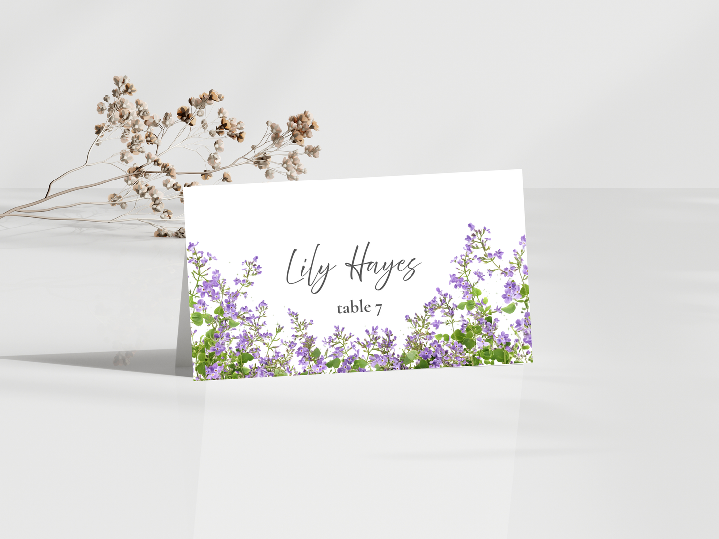 Floral Wedding Menu & Thank You Template | Editable Canva Place Card. WI214