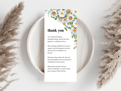 Wedding Thank you Card, Menu Card, Table Card. WI363