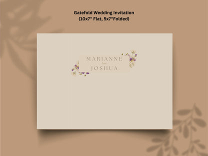 Elegant Gatefold Wedding Invitation with Floral Design | Personalized Wedding Card | Schedule Insert | RSVP Details Card Included. WI138
