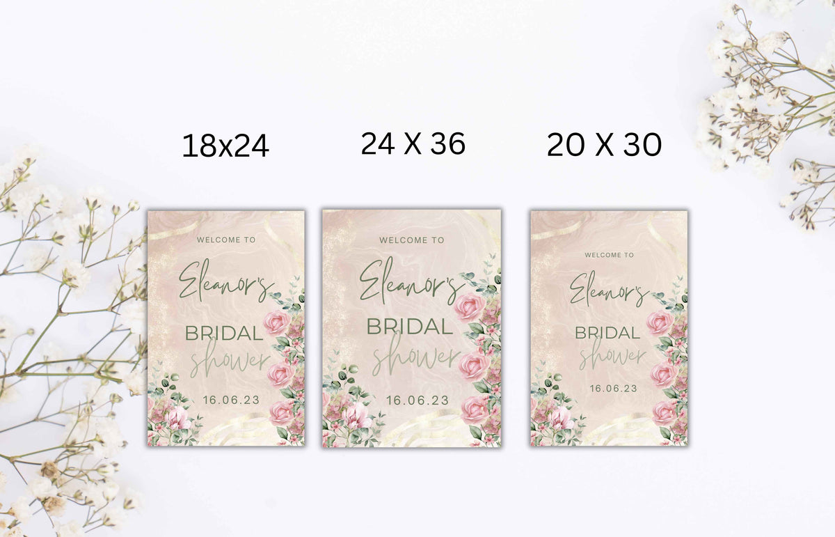 Pink Roses Bridal Shower Welcome Sign, Pink Bridal shower Welcome Sign Template, Pink Floral Welcome Sign, SIGN35