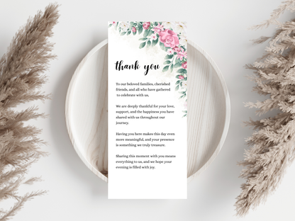 Wedding Thank you Card, Menu Card, Table Card. WI327