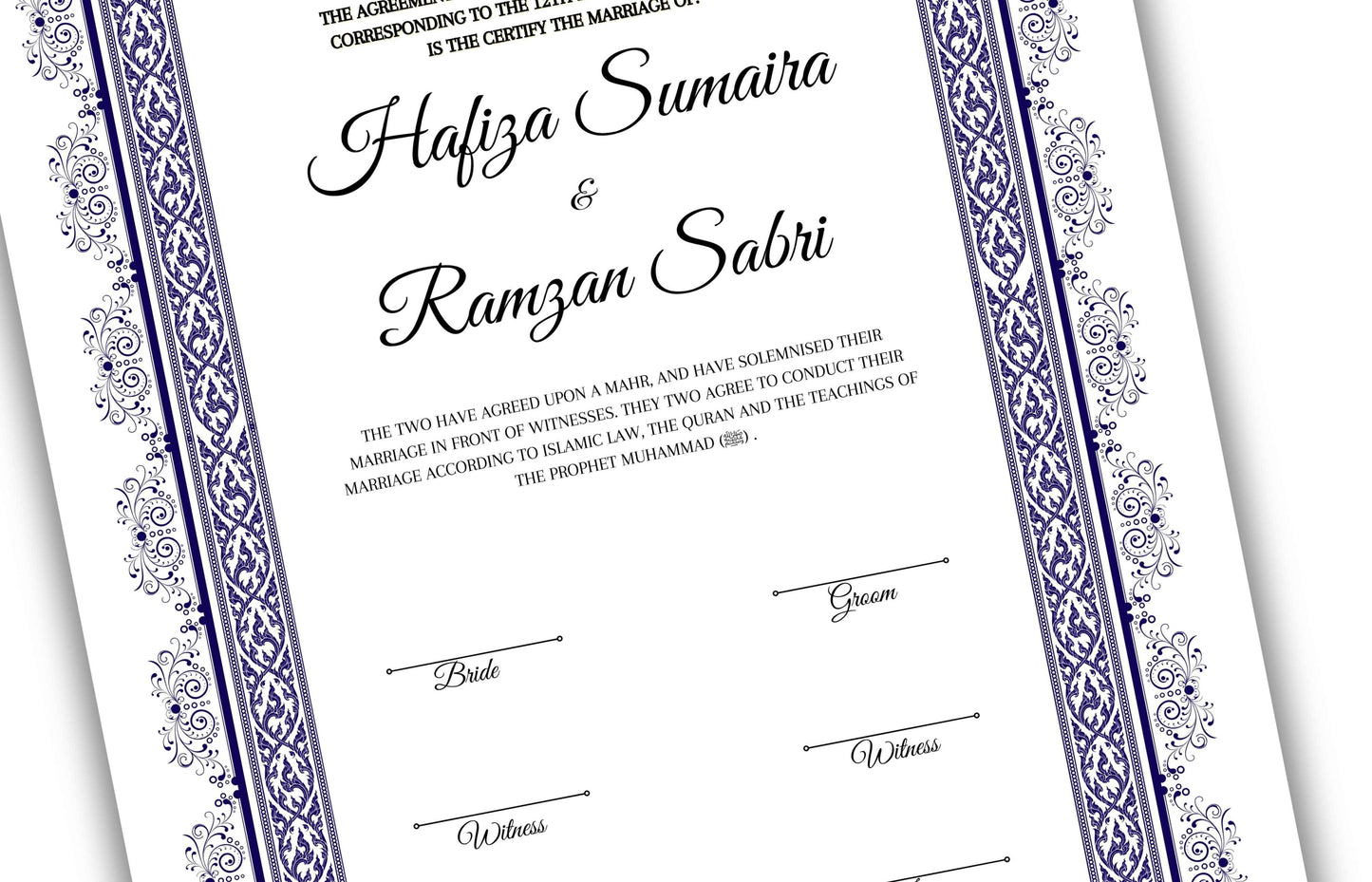 Nikkah Contract TemplateA4/A3, Printable Nikkah Contract, Editable Nikkahnama, Muslim Wedding Certificate, Digital Download. NN128