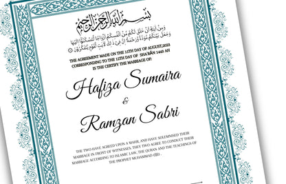 A4/A3 Nikkah Certificate, Digital Editable Template, Editable Nikkahnama,Muslim Wedding Certificate. NN124