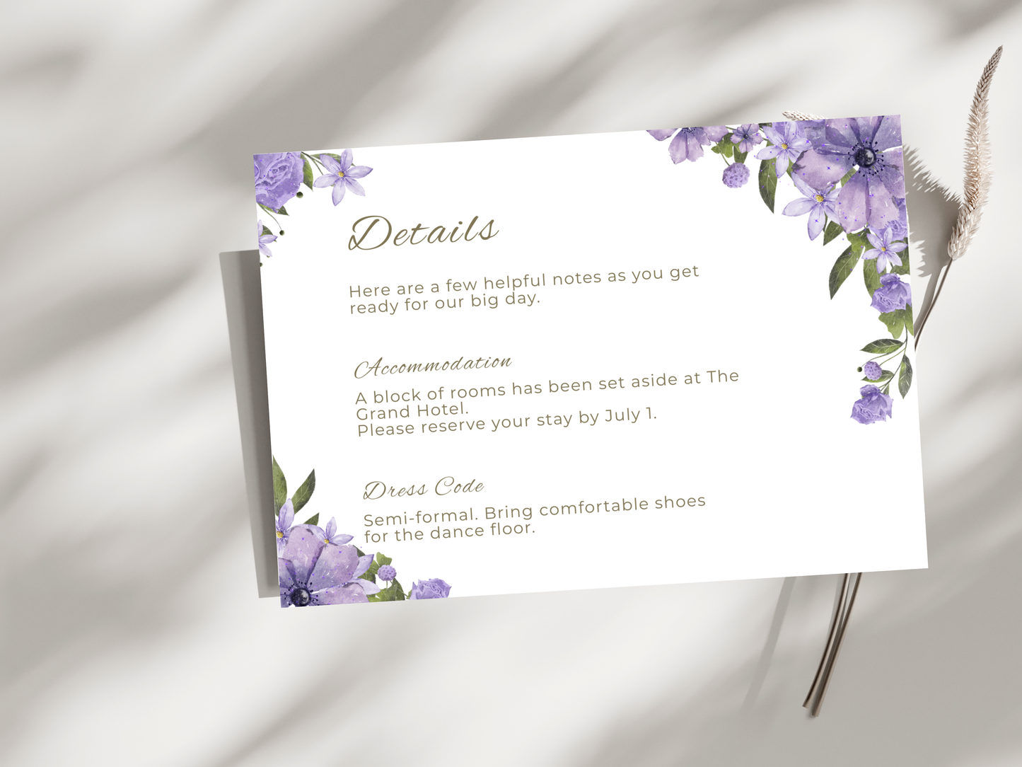 Wedding Invitation Bundle, RSVP, Thank You Card, Table Card, Menu Card, Reception Card, Details Card. WI246