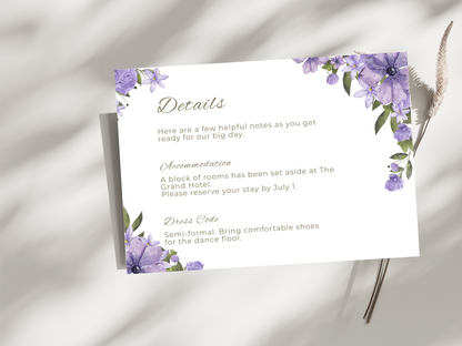 Wedding Invitation Bundle, RSVP, Thank You Card, Table Card, Menu Card, Reception Card, Details Card. WI246