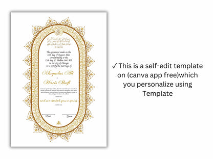 Premium Nikkah Contract | Custom Nikkah Nama | Islamic Wedding Contract | Personalized | Digital Printable Nikkah Certificate. NN203