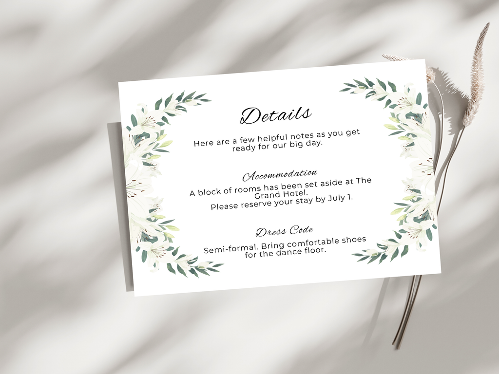 Wedding Invitation Set, RSVP, Wedding Invitation, Details, Editable, Template, WI247