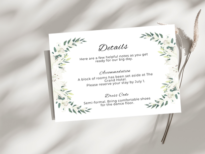 Wedding Invitation Set, RSVP, Wedding Invitation, Details, Editable, Template, WI247