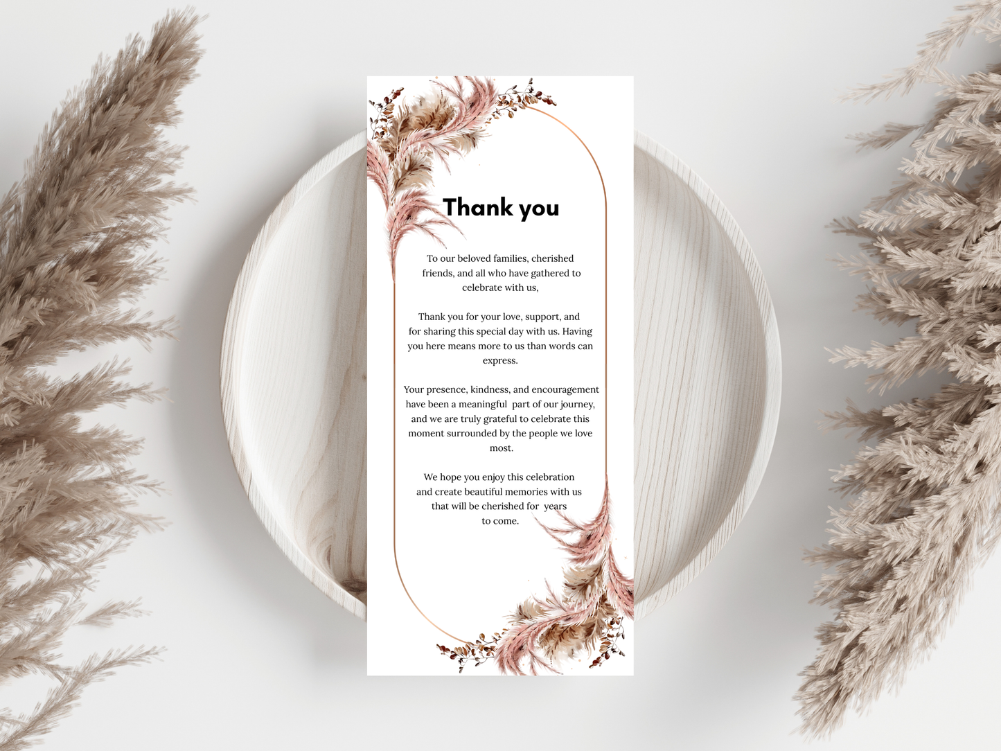 Boho Wedding Menu, Thank You, Table Cards (Editable Template) WI388