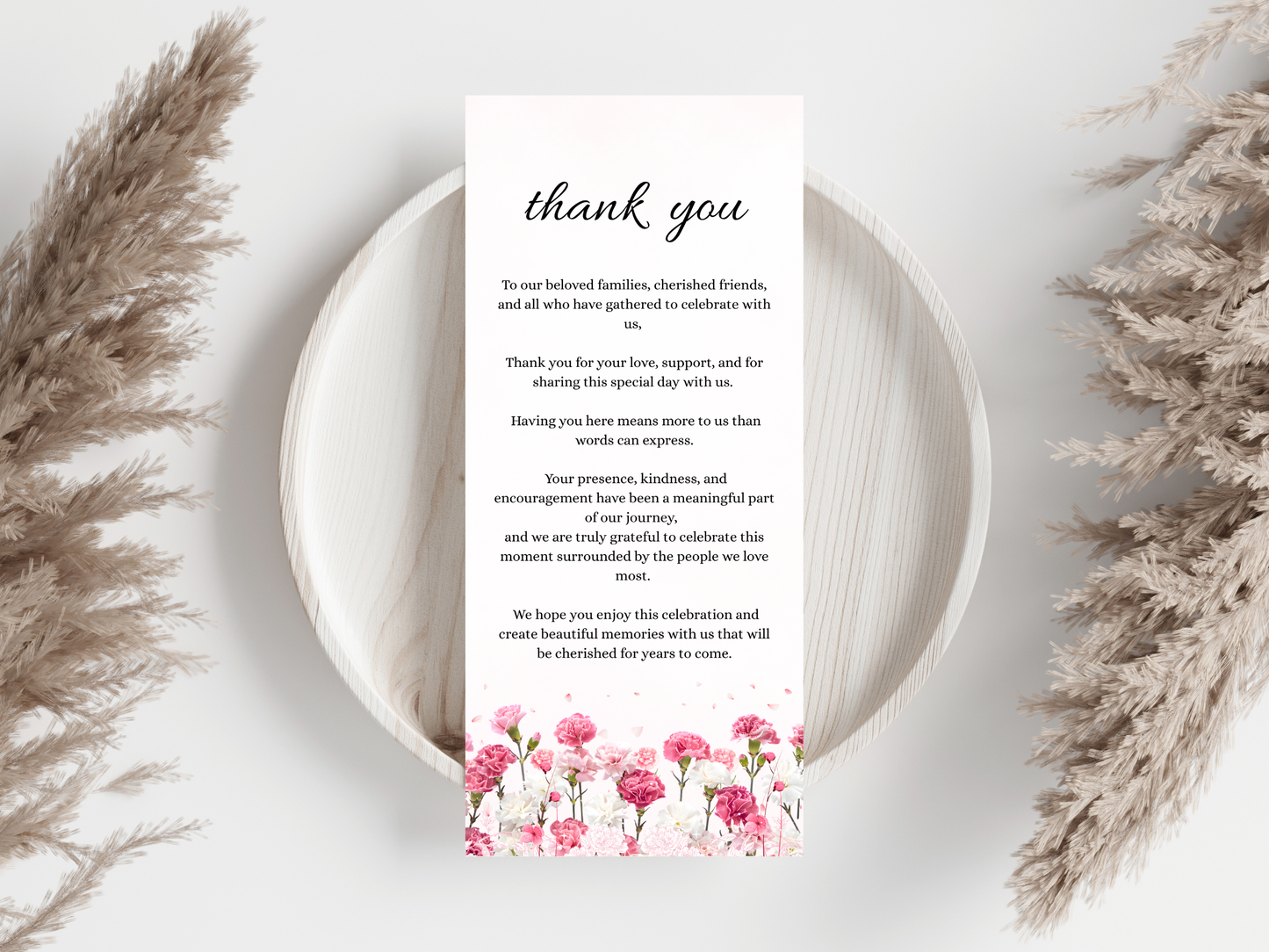 Wedding Reception Menu, thank you, table card, Instant Download MTC424
