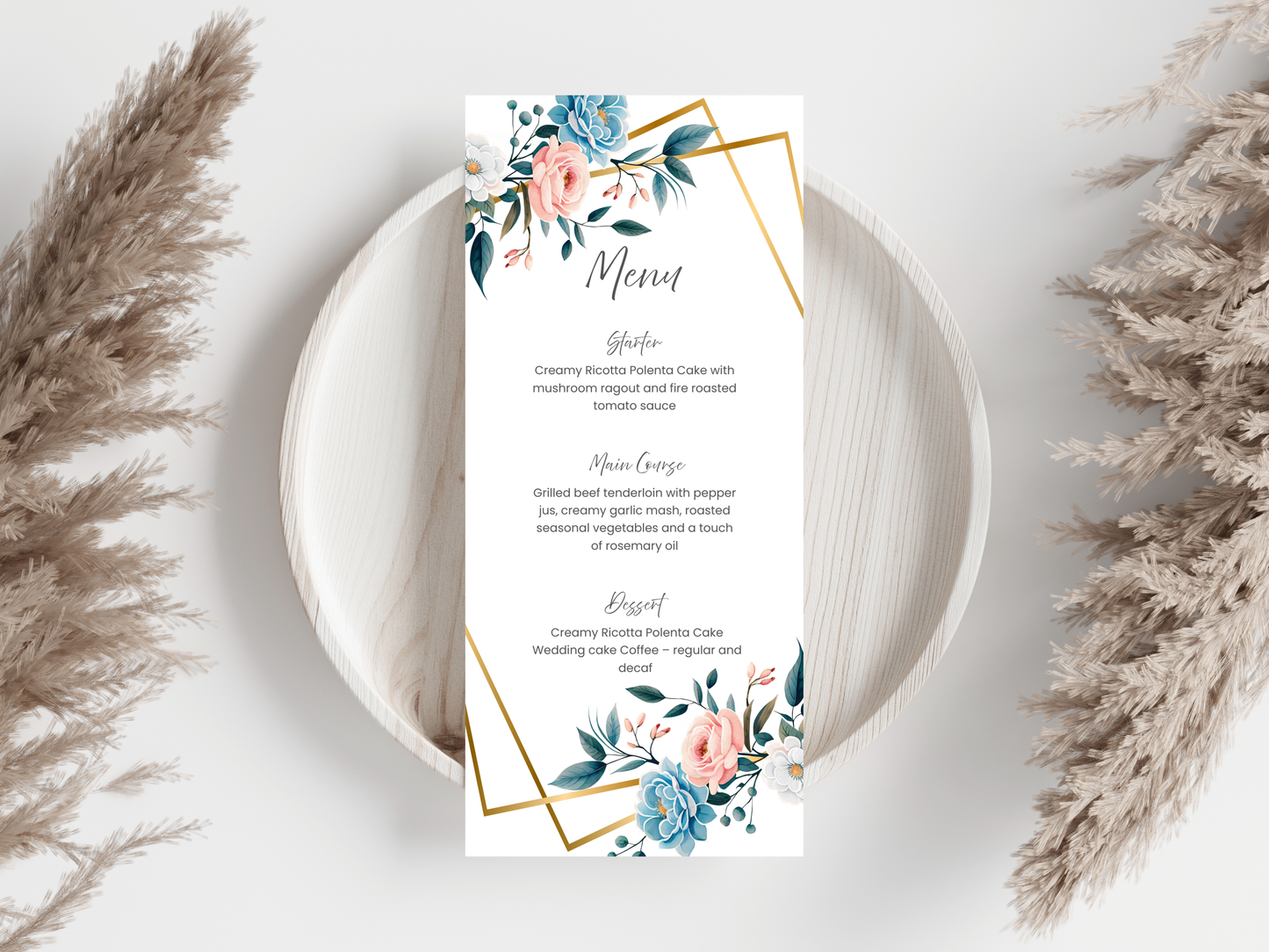Wedding Menu & Thank You Template | Editable Canva Place Card. WI208