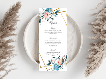 Wedding Menu & Thank You Template | Editable Canva Place Card. WI208