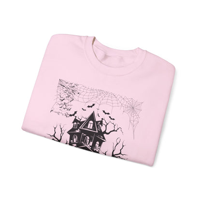 Haunted House Sweatshirt, Cozy Halloween Crewneck, Spooky Gift, Autumn Fashion, Unisex Sweatshirt, Halloween Apparel, Night Outwear
