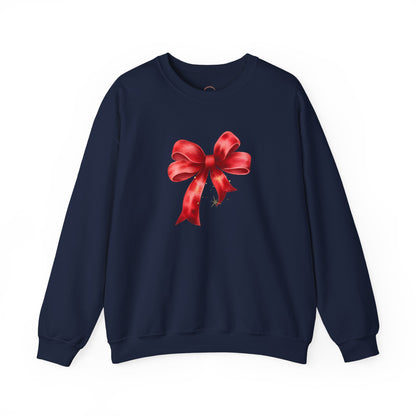 Red Ribbon Bow Crewneck Sweatshirt — Holiday Gift Sweatshirt