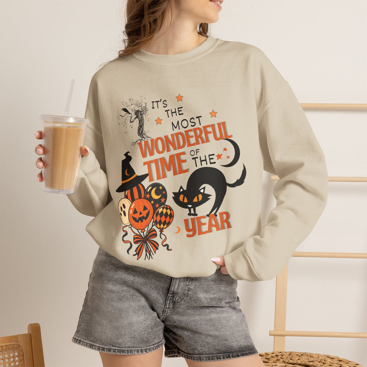 Halloween Sweatshirt — "It's the Most Wonderful Time of the Year" Cozy Crewneck