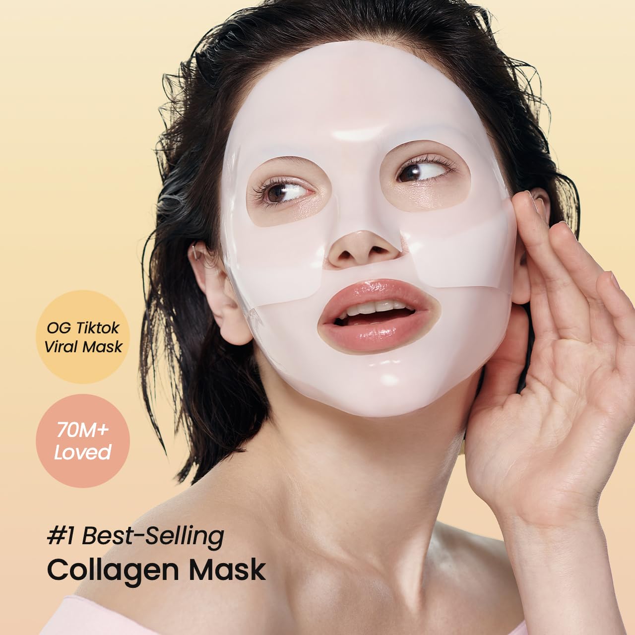 Collagen Real Deep Mask, Hydrating Overnight Hydrogel Mask, Pore Minimizing, Elasticity, Plumping Improvement, Korean Skincare, Stocking Stuffers for Teen Girls | 1.19oz(34g) x 4ea