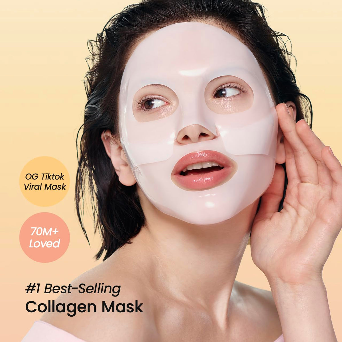 Collagen Real Deep Mask, Hydrating Overnight Hydrogel Mask, Pore Minimizing, Elasticity, Plumping Improvement, Korean Skincare, Stocking Stuffers for Teen Girls | 1.19oz(34g) x 4ea