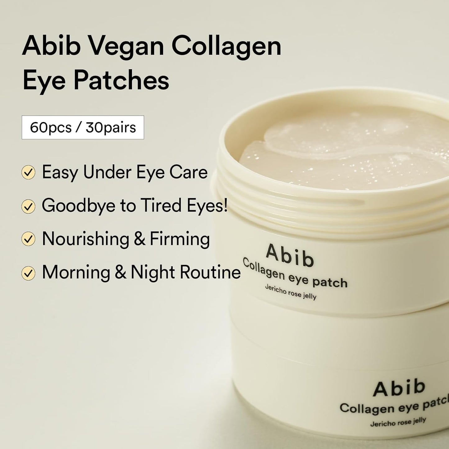 Collagen Eye Patch Jericho Rose Jelly 60 Patches, Korean Under Eye Patches for Puffy Eyes and Dark Circles, Anti-Wrinkle, Collagen, Caffeine, Niacinamide, Ceramide, Antioxidant, Skin Care