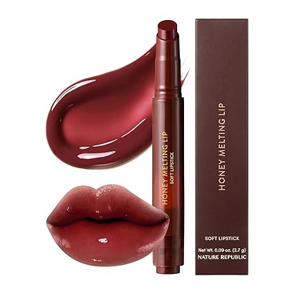 NATURE REPUBLIC HONEY MELTING LIP PLUMPING (22 BERRY CHILL) SOFT LIP STICK, Hydrating Gloss, Moisturizing balms, Volumizing formula & Sheer tint, Glowy Finish, korean make up