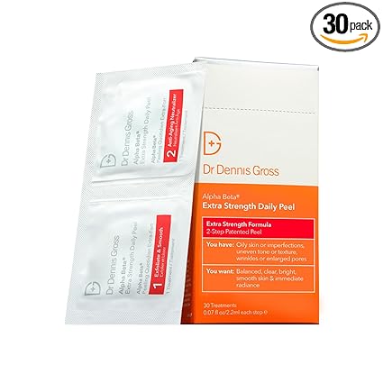 Dr. Dennis Gross Alpha Beta Extra Strength Daily Peel: for Oily Skin, Uneven Tone or Texture, Wrinkles or Enlarged Pores (30 Treatments)
