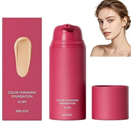 Korean Color Changing Foundation, 2026 New Skin Tone Adapting Liquid Foundation for Women, Liquid Foundation, Conceals Fine Lines and Wrinkles, Moisturizing Hydrating Lightweight Formula(1PC)