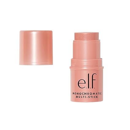 e.l.f. Monochromatic Multi Stick, Travel-Sized Luxuriously Creamy & Blendable Color, For Eyes, Lips & Cheeks, Vegan & Cruelty-Free, Glistening Peach, 0.17 Oz
