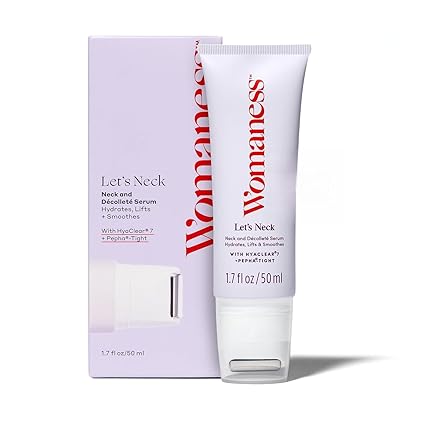 Womaness Let’s Neck Serum for Neck Tightening and Lifting - Firming and Tightening Neck Cream with Cooling Roller Applicator - Hydrating Neck Serum to Smooth Wrinkles and Sagging Skin for Women - 50ml