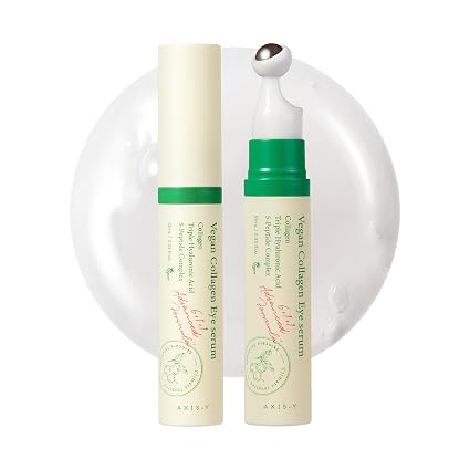 AXIS-Y Vegan Collagen Eye Serum - K Beauty Triple Hyaluronic Acid & Peptide Collagen Serum Improve Skin Elasticity, Reduce Fine Lines & Dark Circles - Vegan Korean Skin Care Eye Cream (0.33 fl. oz.)