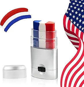 Patriotic Red White Blue Face Paint Stick Makeup for 4th of July, Sports & Events Easy Face & Body Paint for Baseball, Softball & 4th of July Accessories for Women Independence Day Stick (1 PCS)