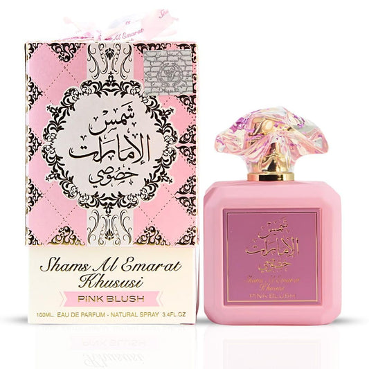 Ard al Zaafaran Pink Blush Shams Al Emarat Khususi, Marshmallow Blush Perfume For Women, Eau de Parfum - 100 ML (3.4 OZ) Romantic & Sweet Arabian Perfume - A Captivating Scent wrapped in Pink Bottle