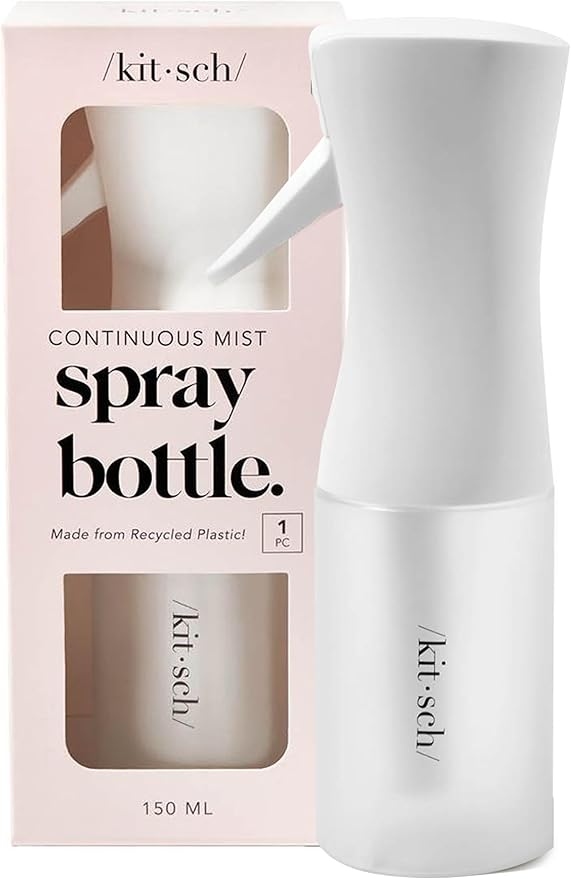 Kitsch Continuous Spray Bottle for Hair – Fine Mist Water Mister & Water Spray Bottle – Recycled Hair Spray Bottle – Spray Bottles for Cleaning, Styling, Plants & More – White, 150ml
