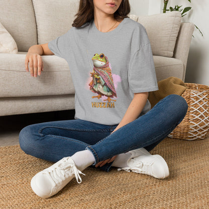Frog Knight T-Shirt — 'Huzzah' Medieval Amphibian Graphic Tee
