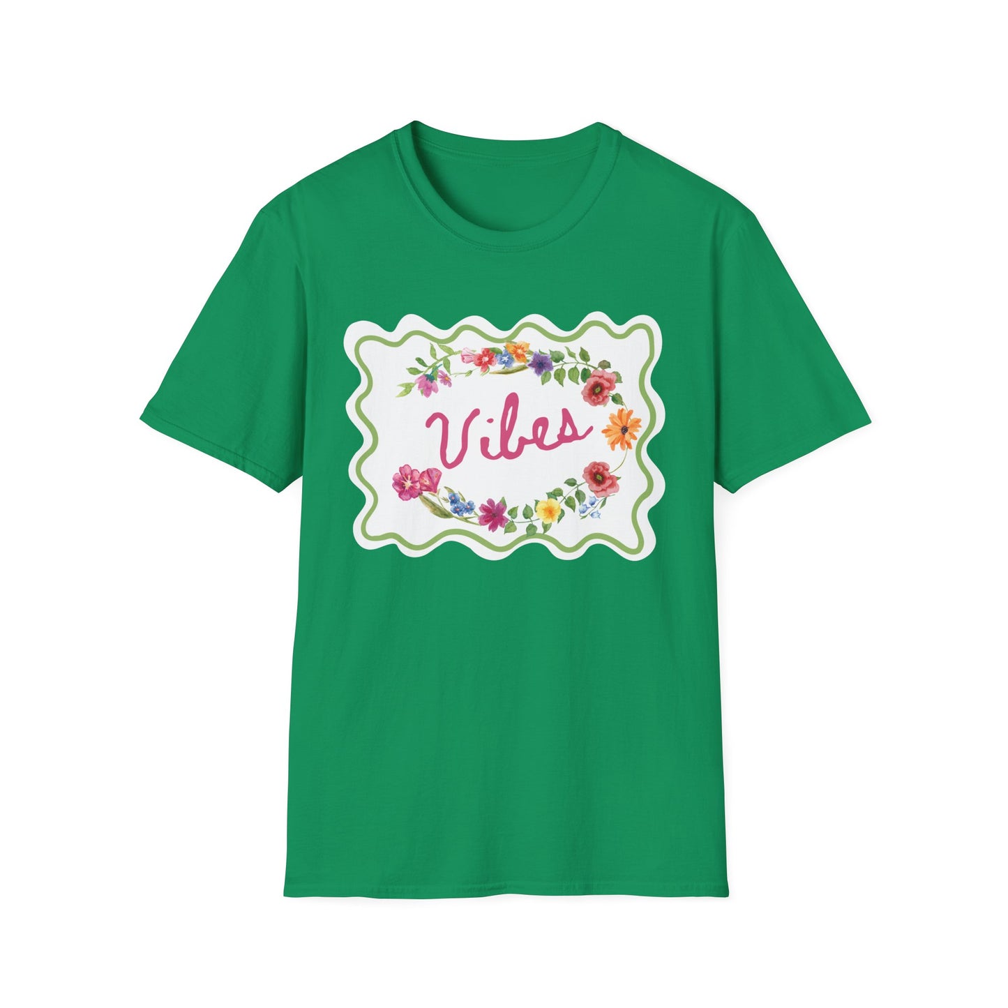 Florals and Good Vibes Unisex Softstyle T-Shirt, Casual Tee, Flower Shirt, Positive Vibes, Gift for Her, Summer Fashion