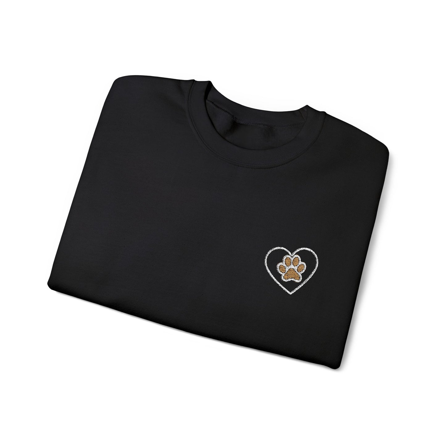 Paw in Heart Embroidered  Sweatshirt, Dog Lover Gift, Animal Embroidered Jumper, Pet Owner Apparel, Cozy Pullover, Cute Graphic Top