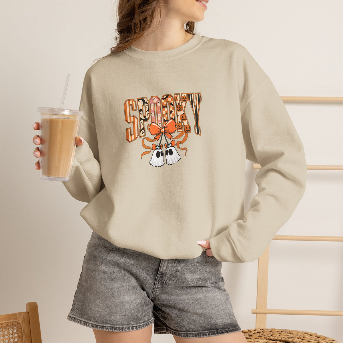 Spooky Ghost Pumpkin Crewneck Sweatshirt