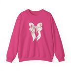 Bow Sweatshirt, Coquette Girl Sweatshirt, Feminine Floral Bow Crewneck