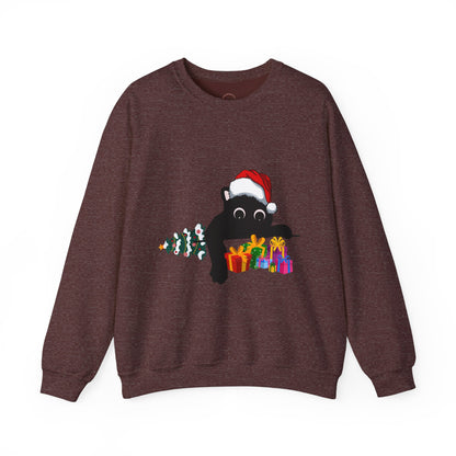 Christmas Cute Cat Sweatshirt Cat Lover Crew Neck Sweatshirt