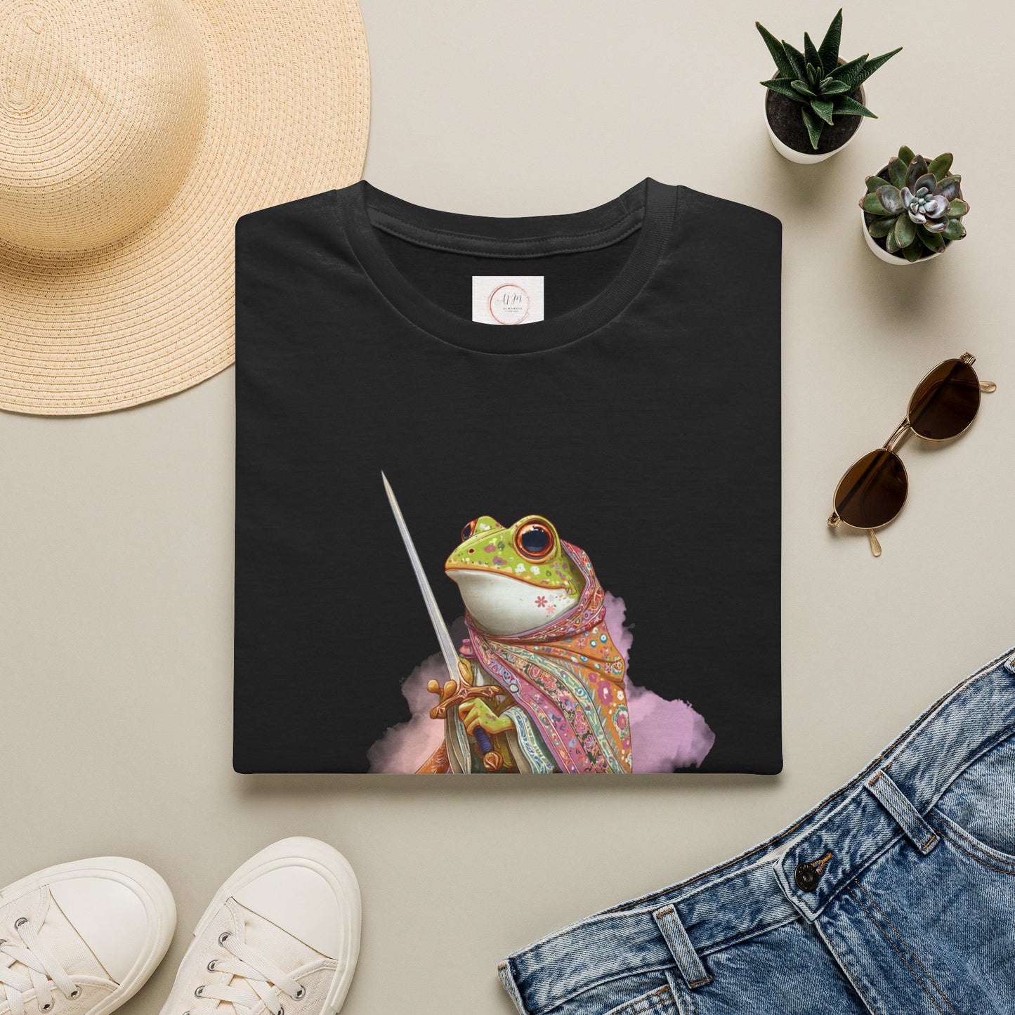 Frog Knight T-Shirt — 'Huzzah' Medieval Amphibian Graphic Tee