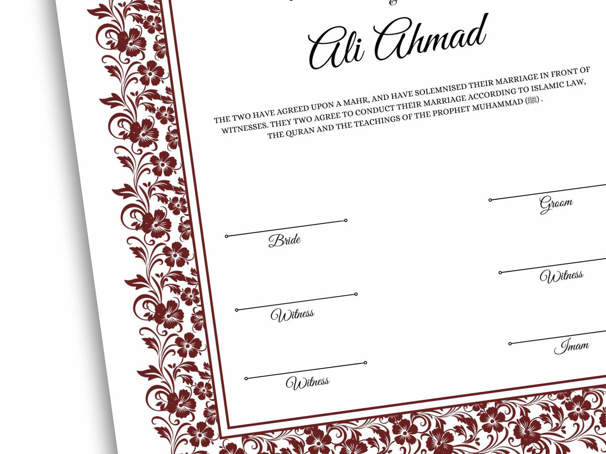 Nikkah Certificate Digital Download Personalised, A4, A3, Template, Editable, Nikkah Nama, Nikkah Contract, 273 Muslim Contract.