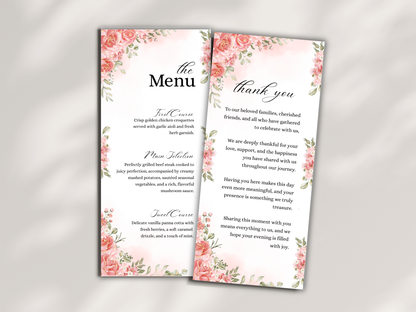 Wedding Thank you Card, Menu Card, Table Card. WI334