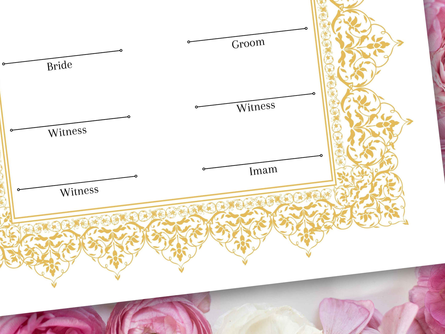 Premium Nikkah Contract , Custom Nikkah Nama | Islamic Wedding Contract, Digital, Printable Nikkah Certificate , Intricate. NT222