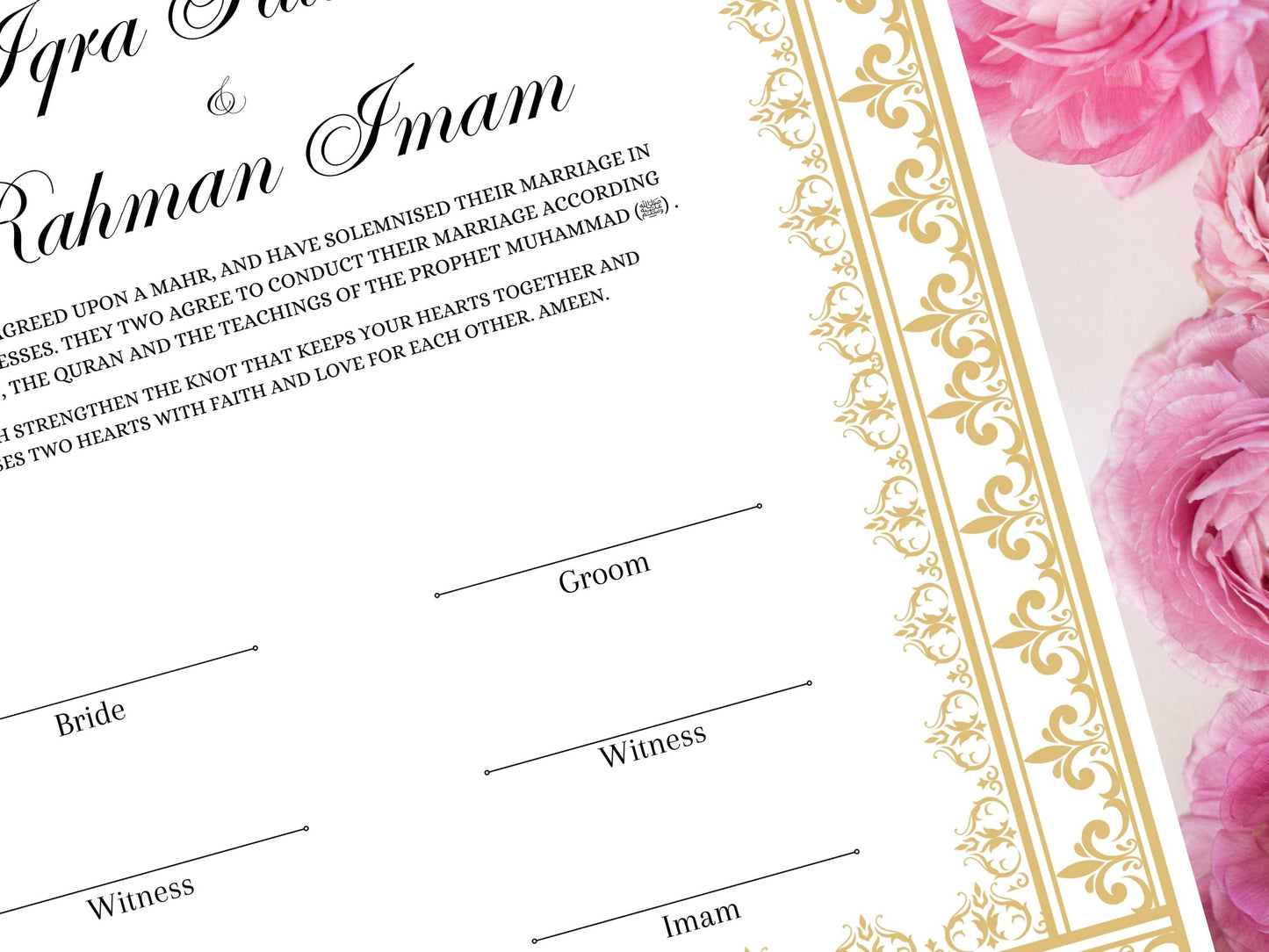 Nikkah Certificate Digital Download, A4 / A3. NN233