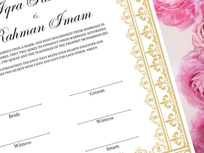 Nikkah Certificate Digital Download, A4 / A3. NN233
