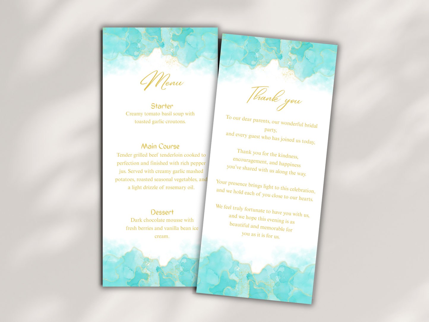 Wedding Thank you Card, Menu Card, Table Card. WI301